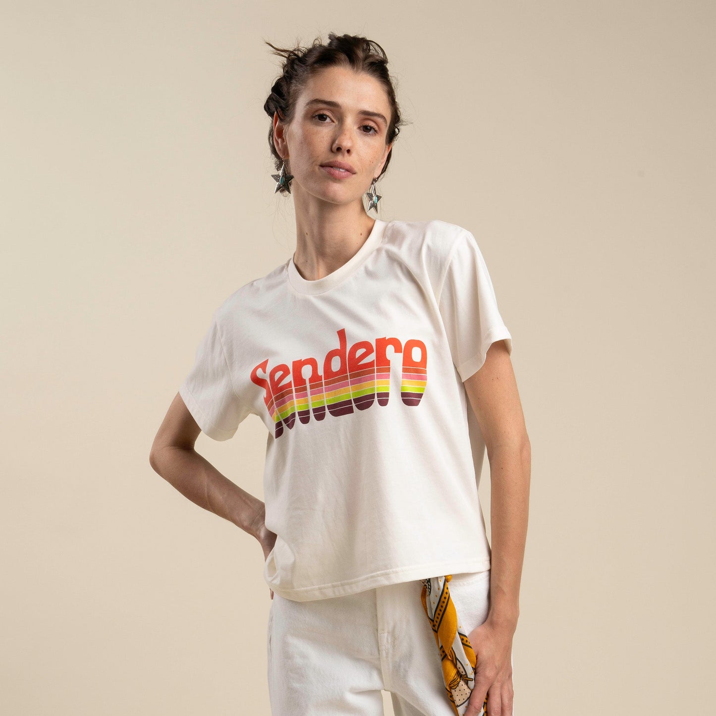 Retro Logo Boxy Tee - Vintage White/Red Print