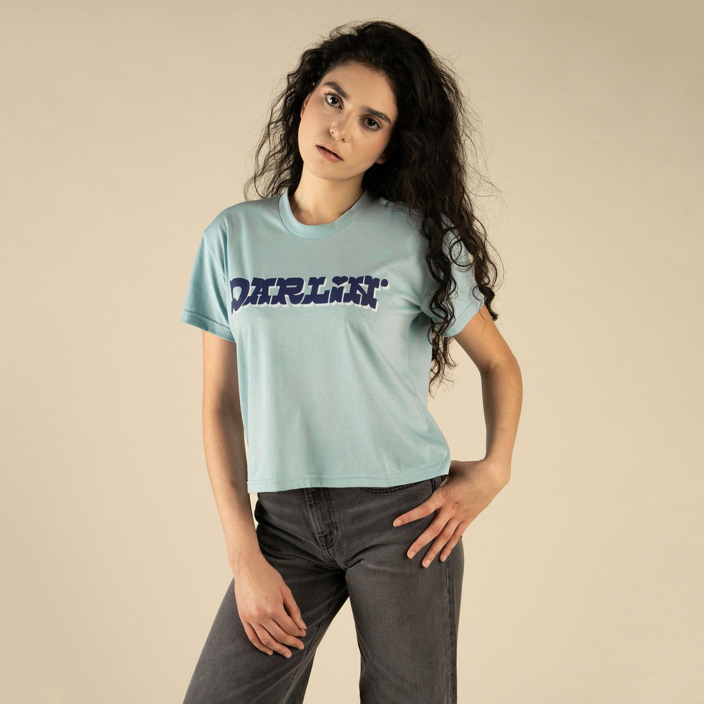 Darlin Boxy Tee - Sterling Blue