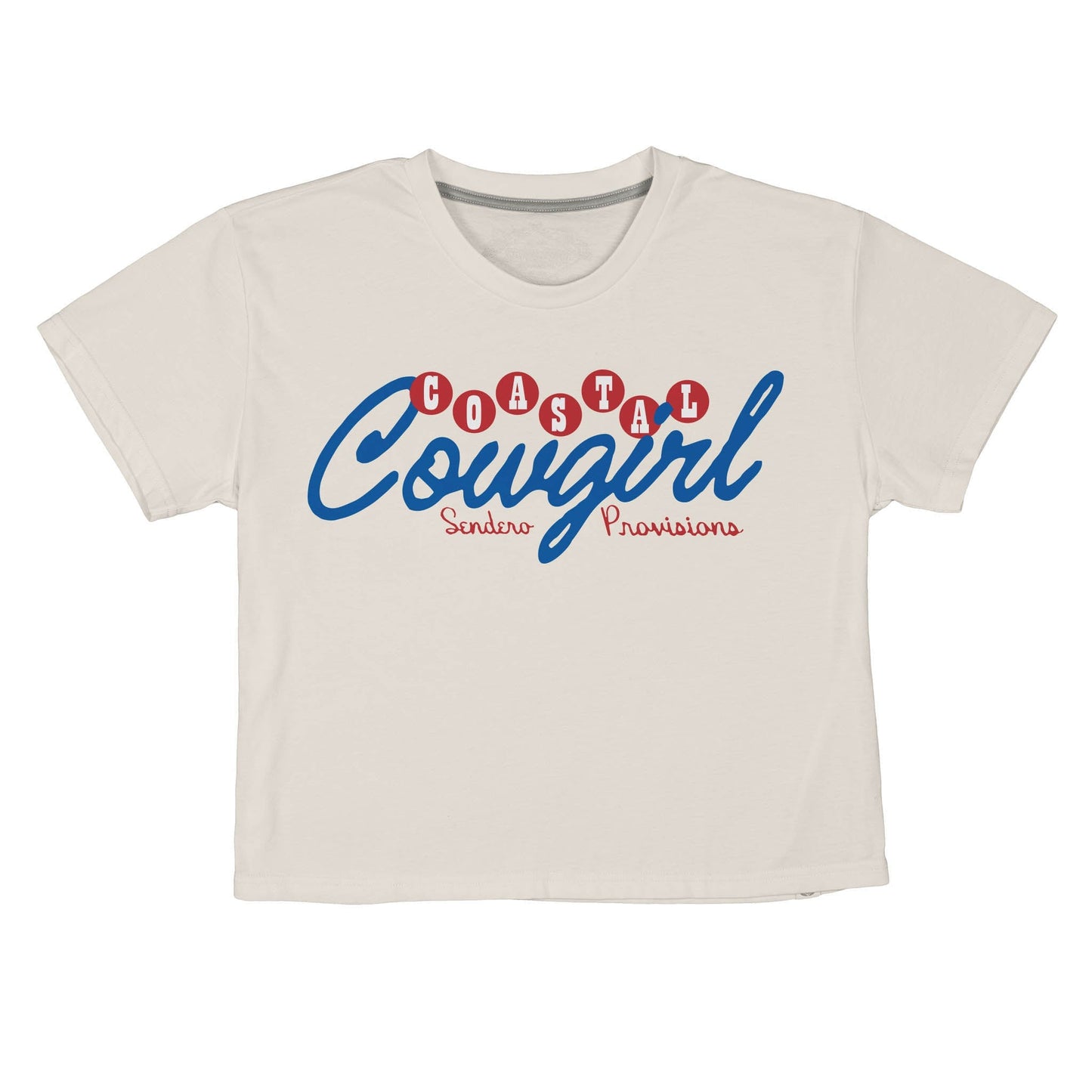 Coastal Cowgirl Boxy Tee - Vintage White/Blue Print