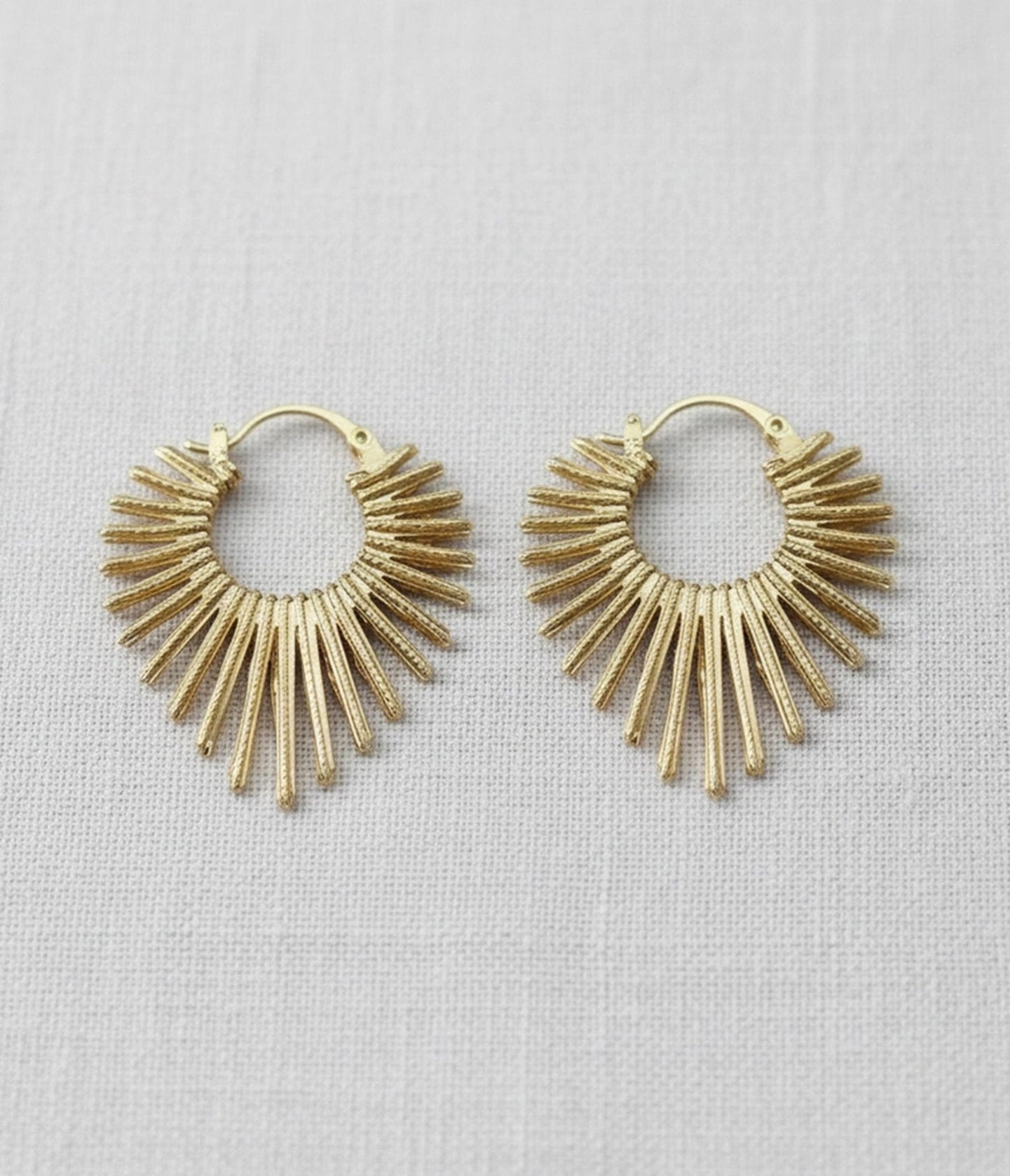 Gold Sunburst Hoop Earrings