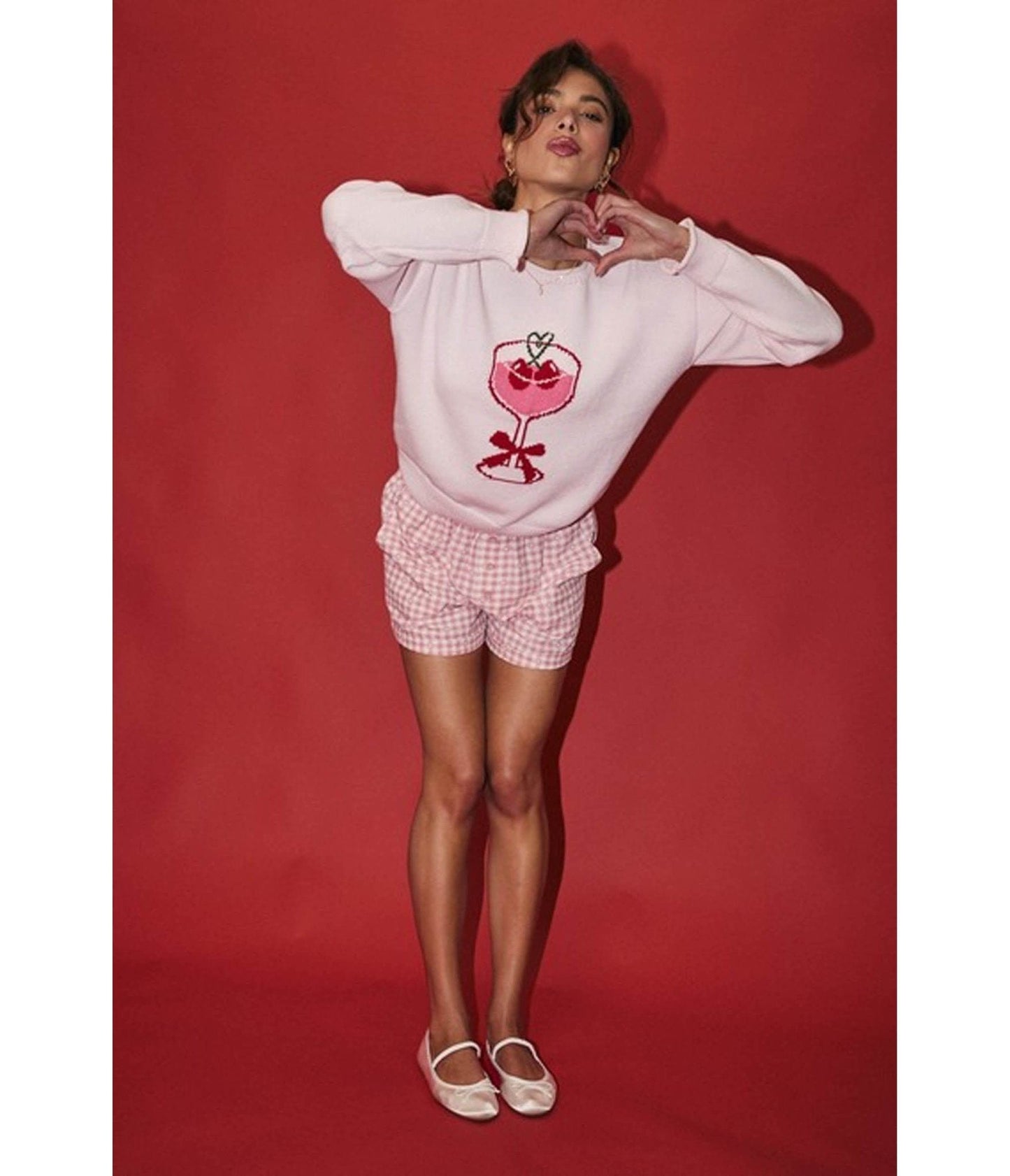 Pink Heart Martini Sweater