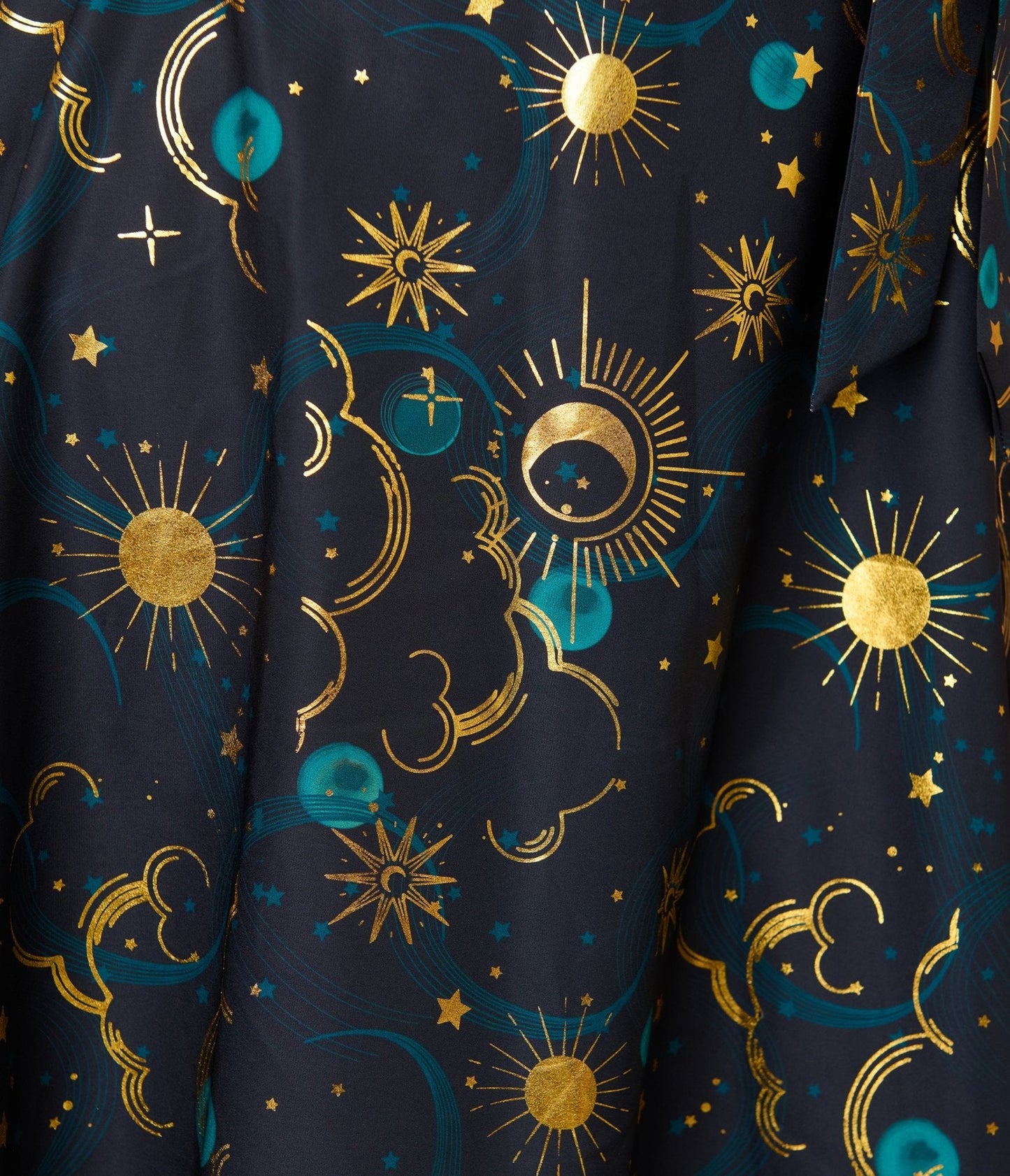 Unique Vintage Black Celestial Print Swing Dress