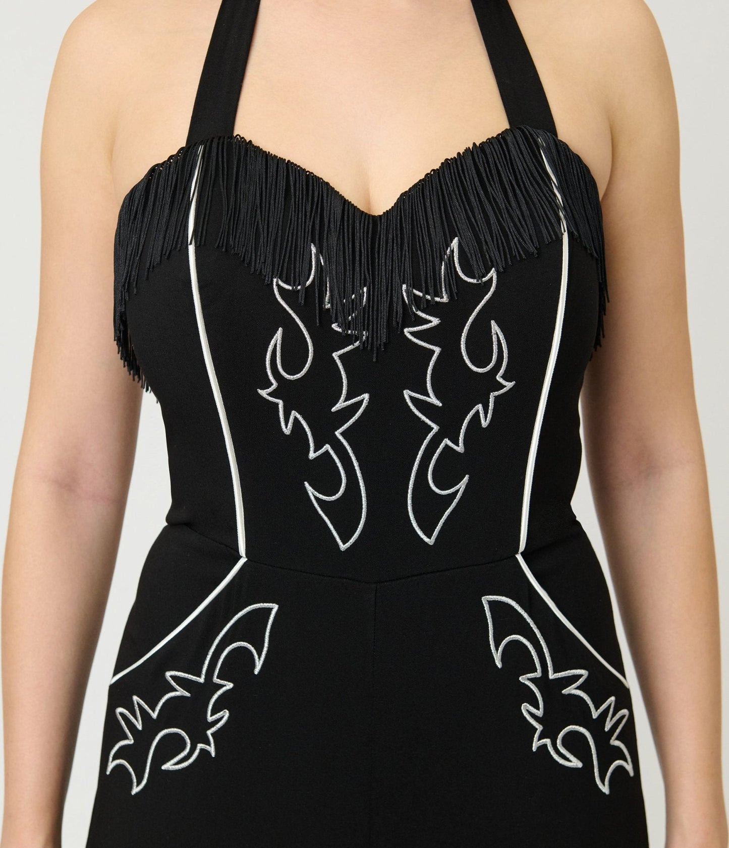 Unique Vintage Black & White Western Maines Jumpsuit