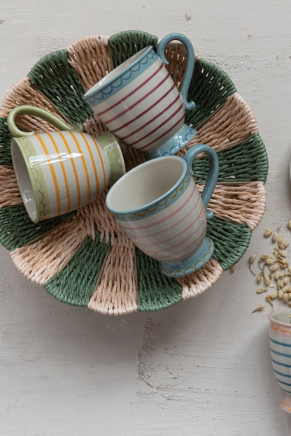 10 oz. Hand-Painted Stoneware Footed Mug, 4 Styles