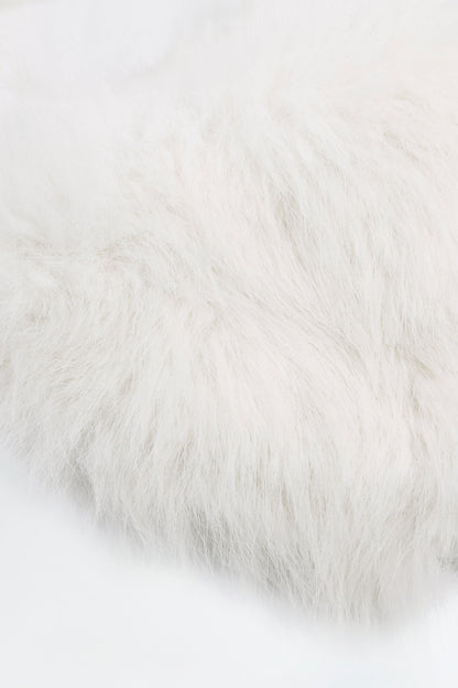 Faux Fur Triangle Bralette in White