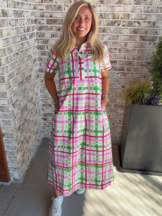Brightside Plaid Maxi Dress