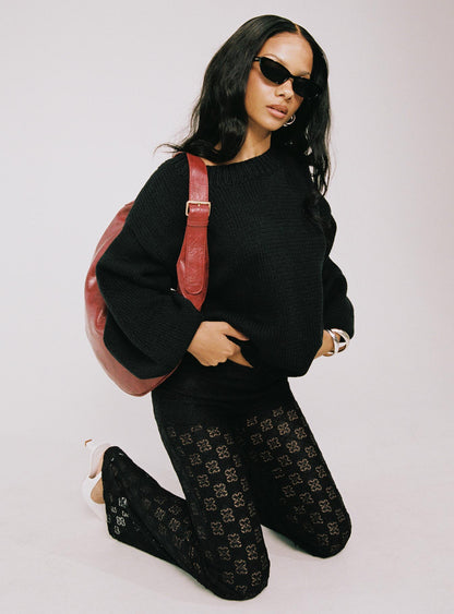 Harmony Balloon Sleeve Knit Sweater Black