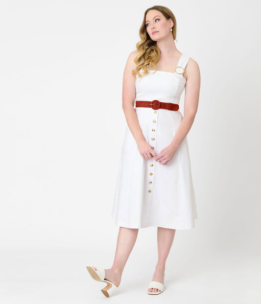 Barbie™ x Unique Vintage White Picnic Perfect Midi Dress