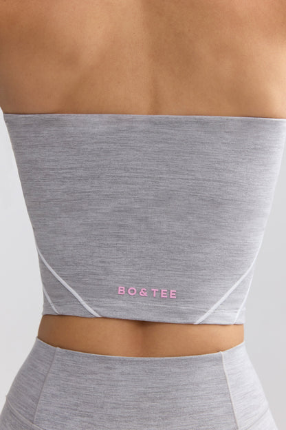 Soft Active Contrast-Trim Bandeau Top in Marl Grey