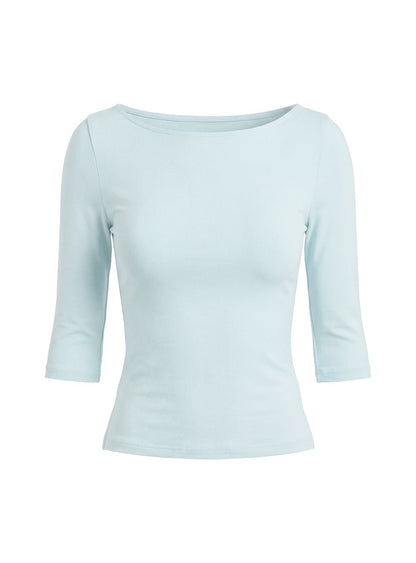Daily Define Boatneck 3/4 Sleeve Top Icy Blue