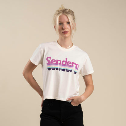Retro Logo Boxy Tee - Vintage White/Purple Print