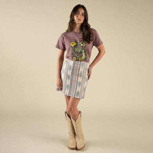 The Raquel Skirt - Tuscon Stripe - Faded Teal