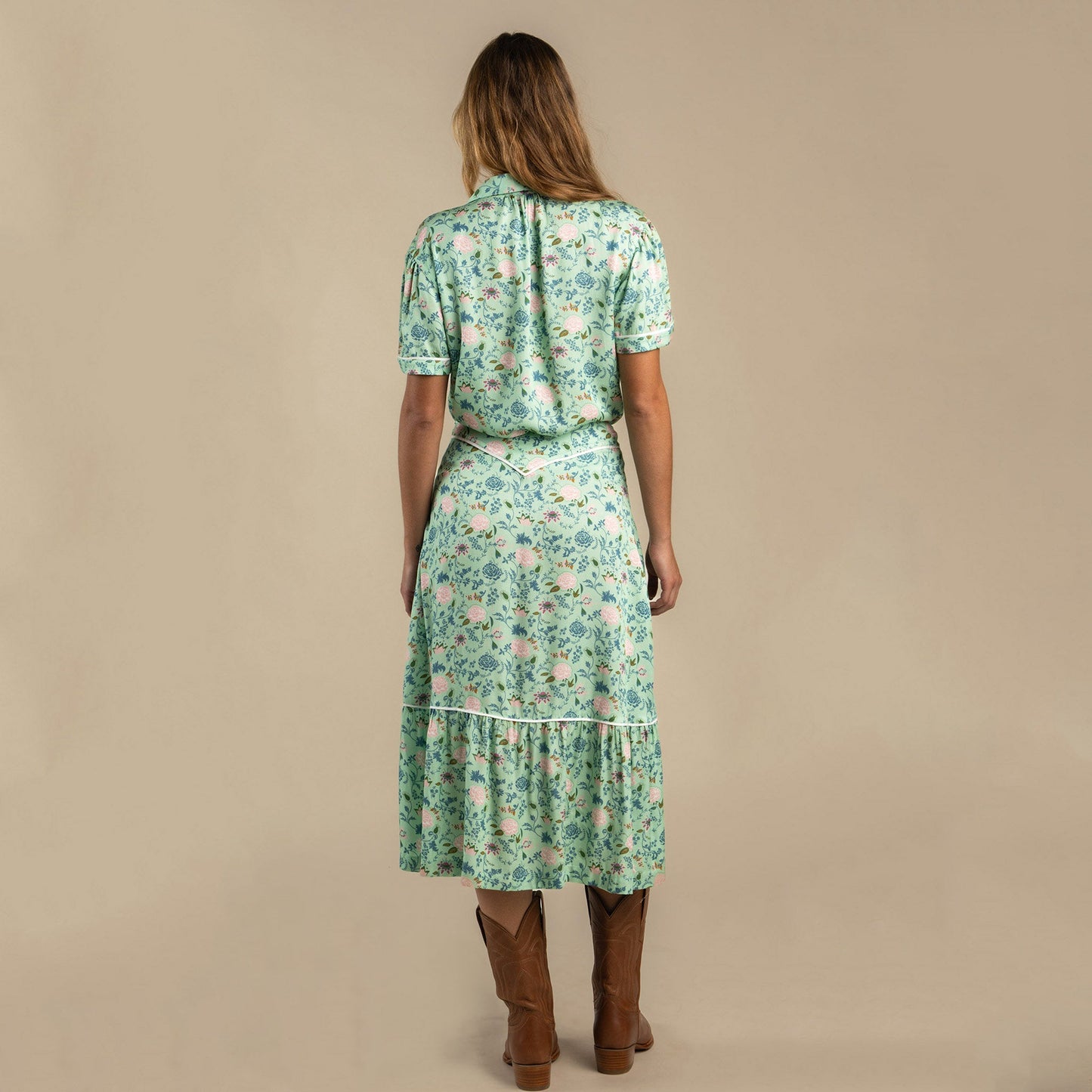 Cheyenne Western Skirt - Mint Floral - Mint Floral
