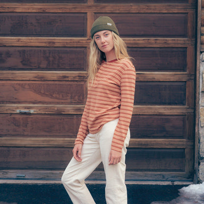 The Maven Henley - Striped Pink