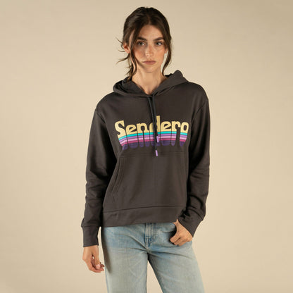 Retro Logo Crop Hoodie - Vintage Black