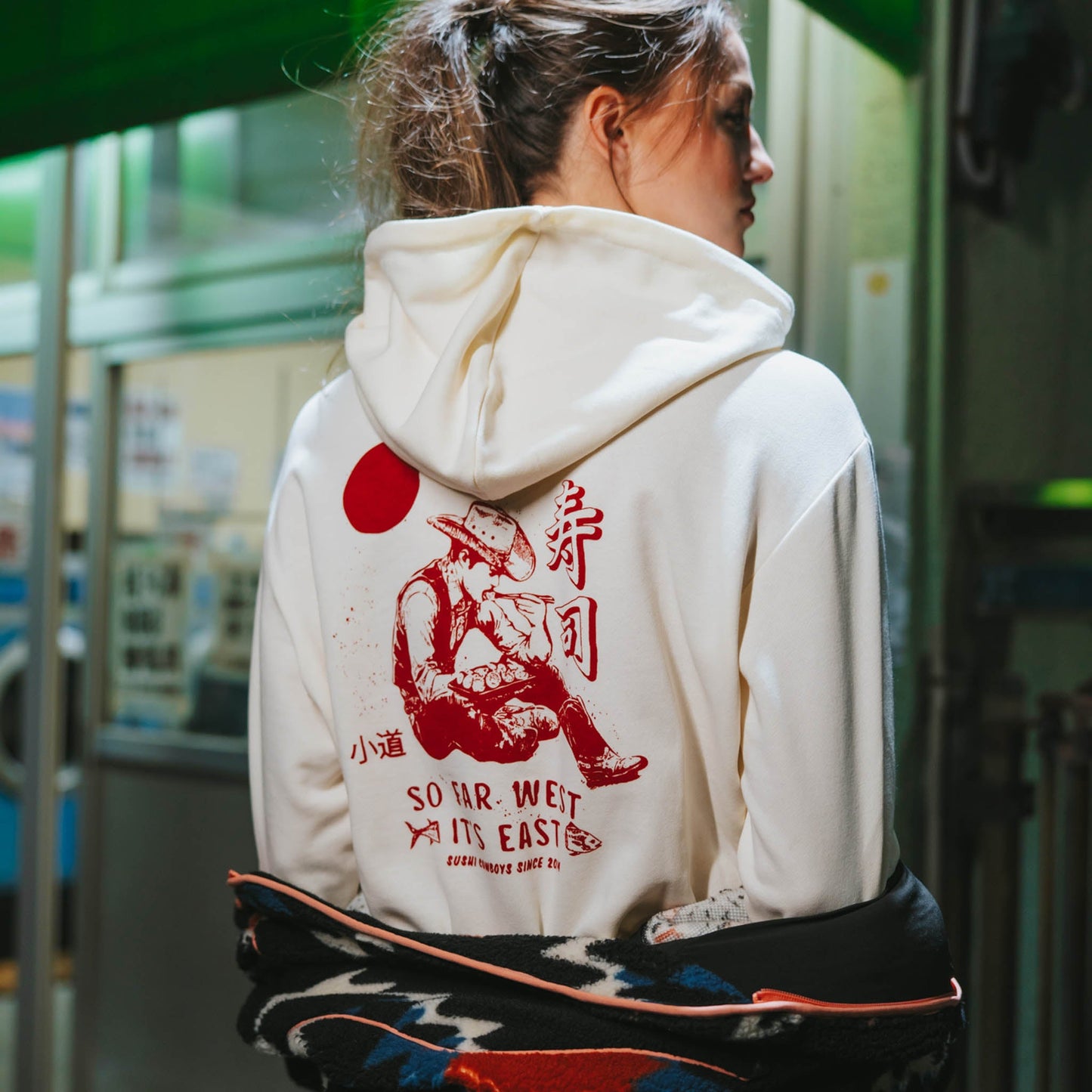 So Far West Crop Hoodie - Vintage White
