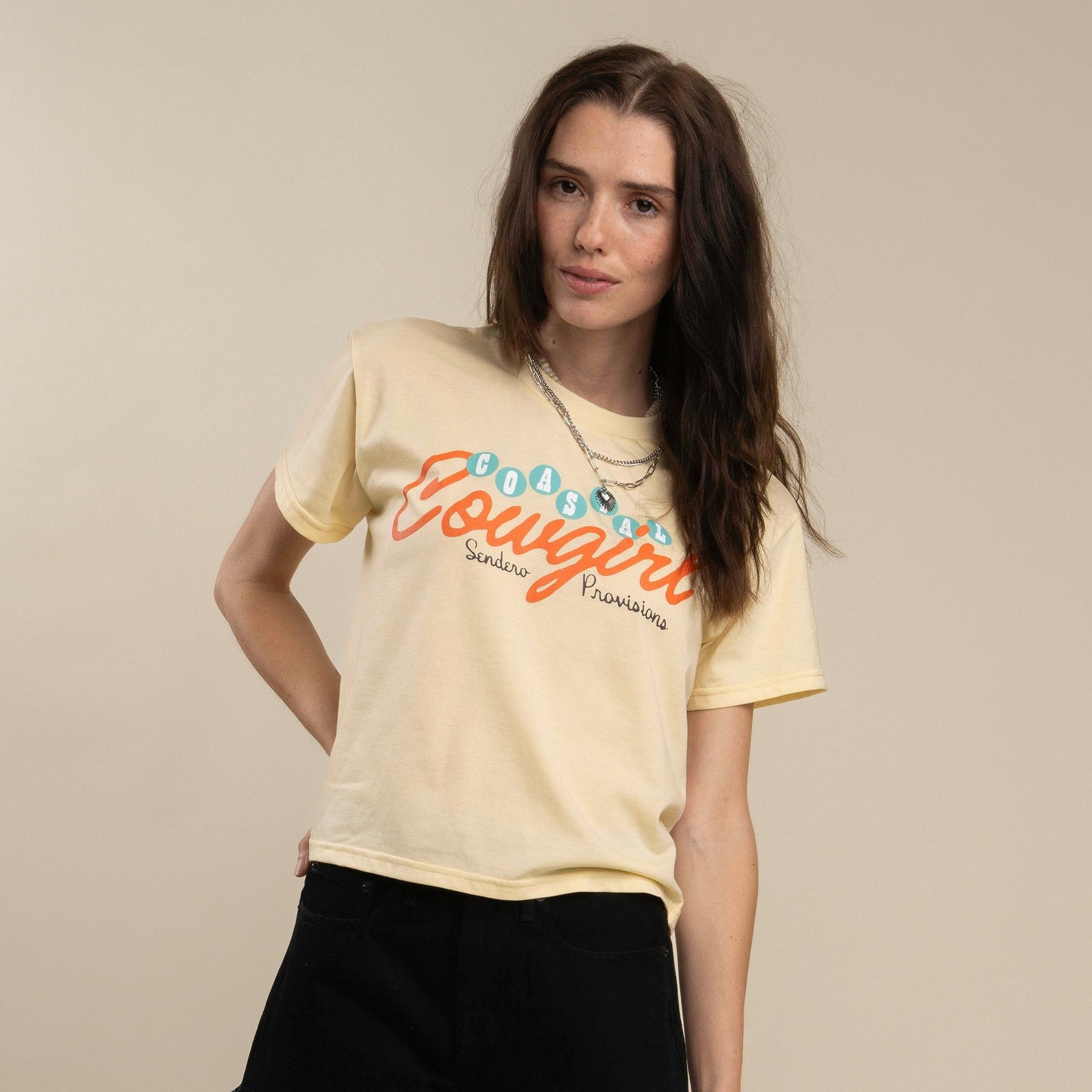 Coastal Cowgirl Boxy Tee - Cream