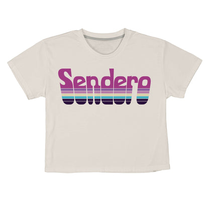 Retro Logo Boxy Tee - Vintage White/Purple Print