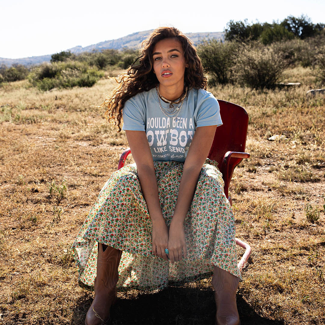 Shoulda Been A Cowboy Boxy Tee - Burgundy