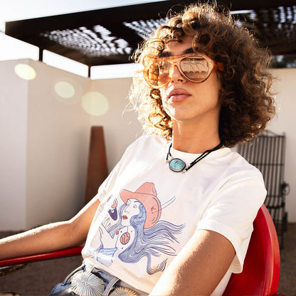 Cosmic Cowgirl Boxy Tee - Vintage White
