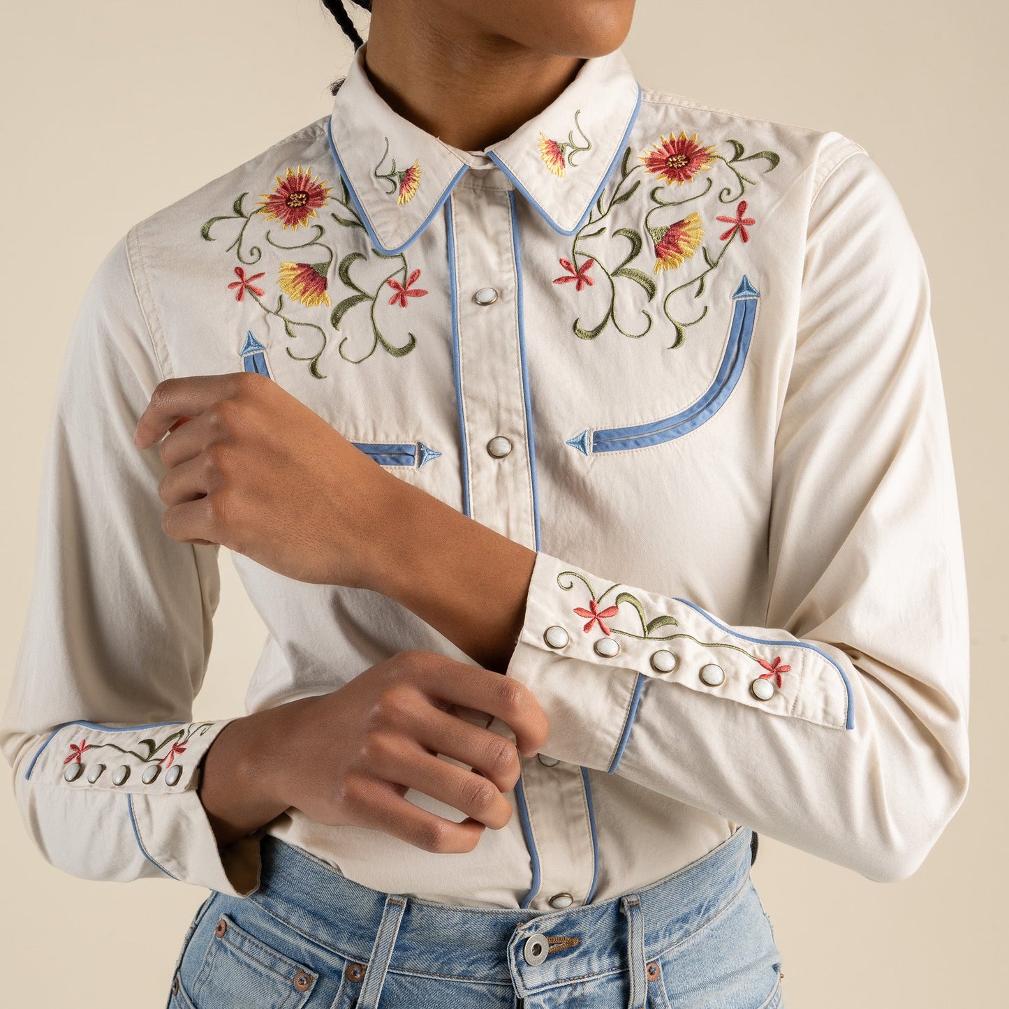 The Betsy Western Shirt - Cream
