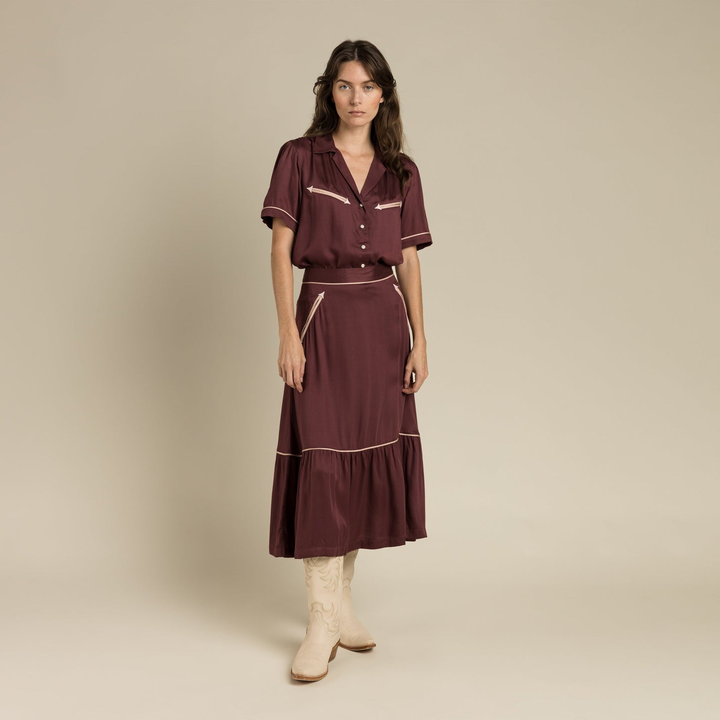 Cheyenne Western Blouse - Zinfandel