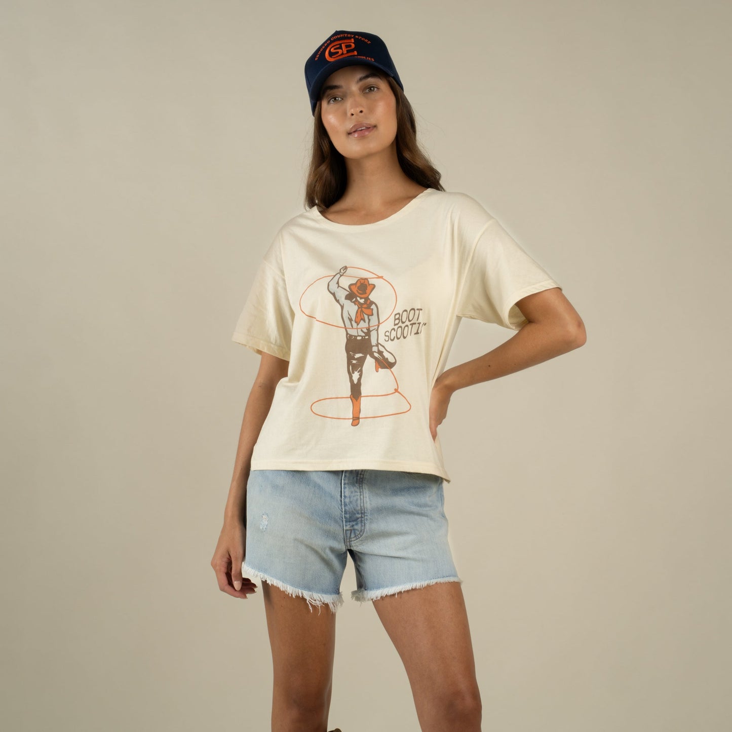 Boot Scootin' Basic Tee - Cream