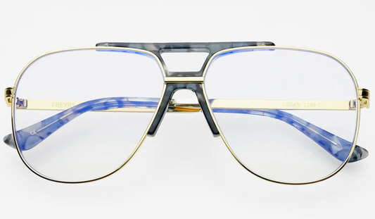 FREYRS: Logan Blue Light Readers Reading Eyeglasses, Lt.Gold/ Grey