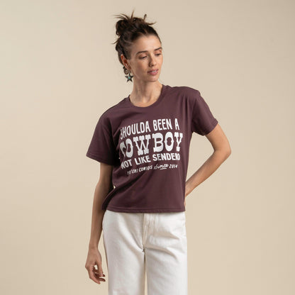 Shoulda Been A Cowboy Boxy Tee - Sterling Blue