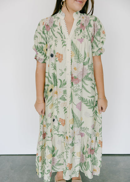 Eden Bloom Button Front Midi Dress