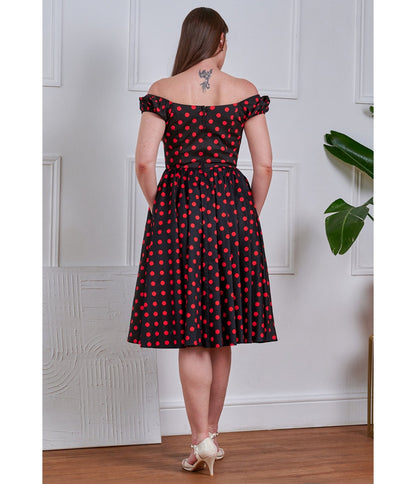 Banned Black & Red Polka Dot Marilyn Swing Dress