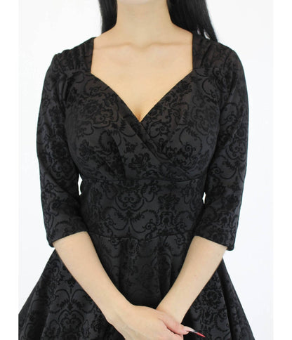 Black Damask Swing Dress