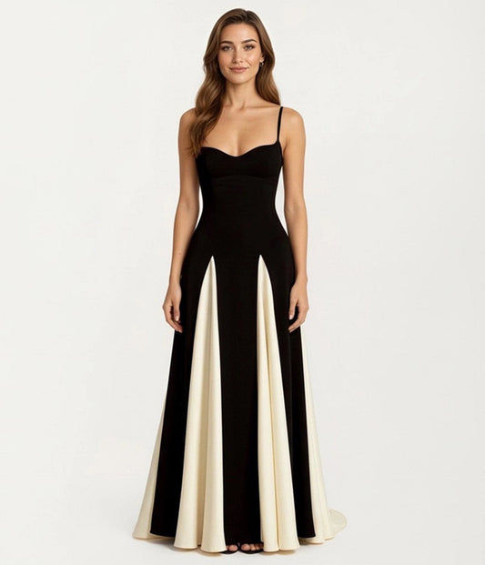 Black & Ivory Stripe Bridesmaid Gown