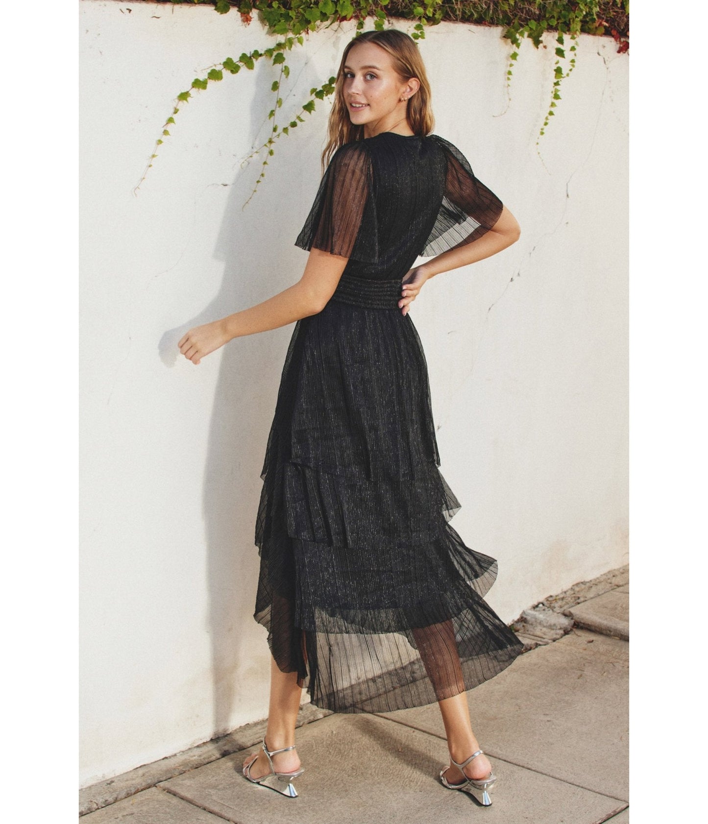Black Metallic Maxi Dress