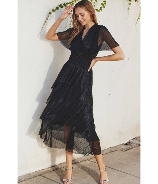 Black Metallic Maxi Dress