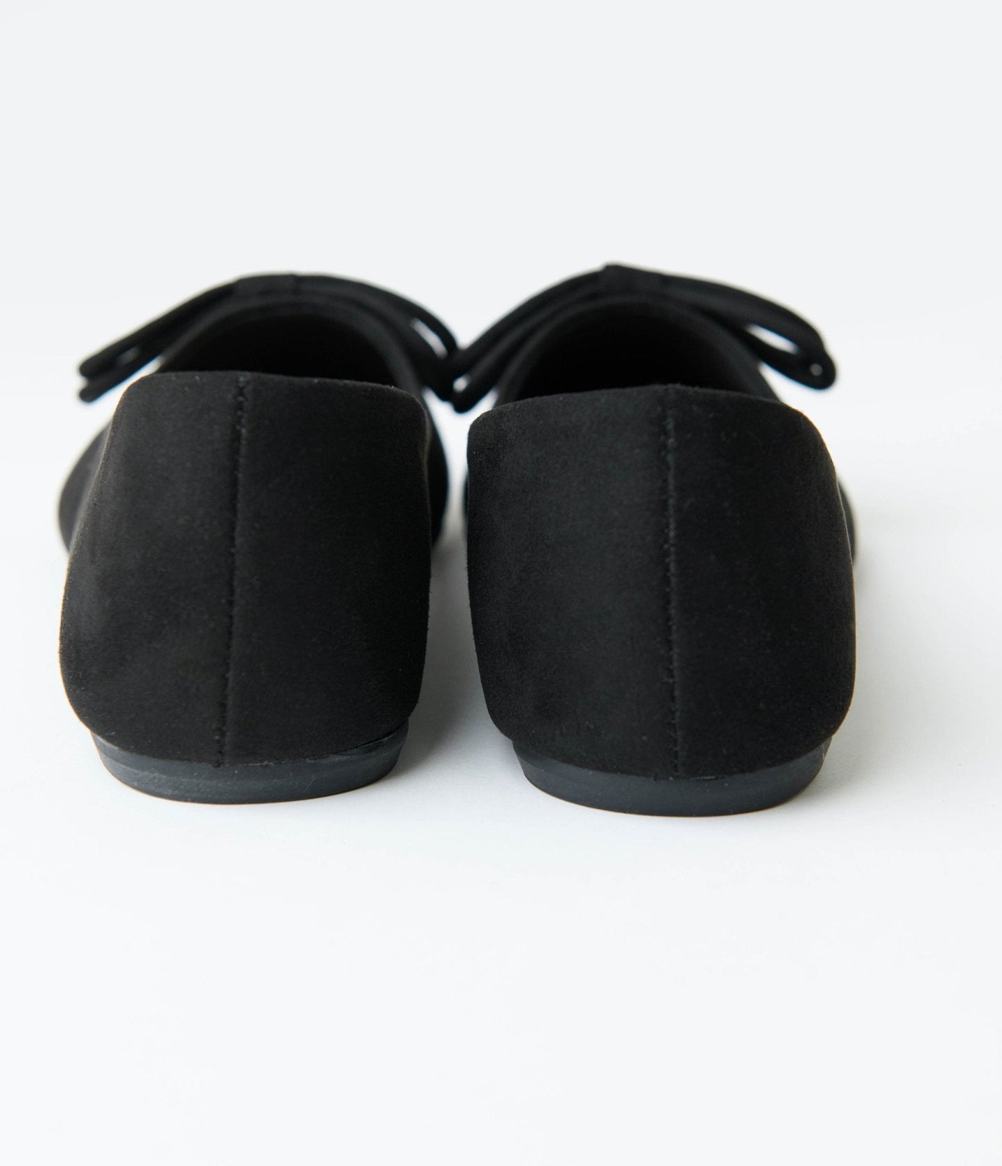Black Suede Pointed Toe Bow Flats