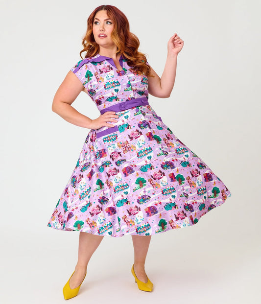 Disney Alice In Wonderland Collection By Unique Vintage Plus Size Wonderland Map Hedda Swing Dress