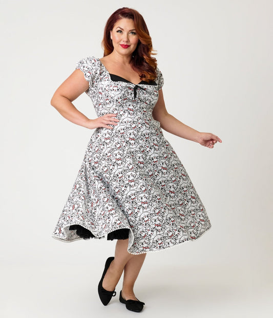 Disney Aristocats Collection by Unique Vintage Disney Plus Size Marie All Over Print Swing Dress