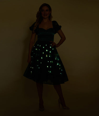 Disney Fantasia Collection by Unique Vintage Teal Fairies Light Up Swing Dress