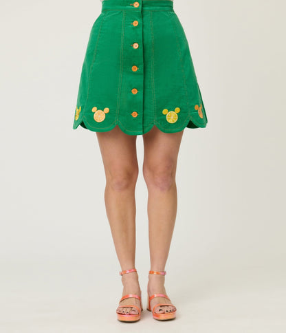 Disney Food Collection by Smak Parlour Green Mickey Citrus Corduroy Mini Skirt