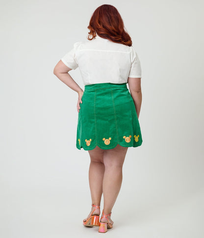 Disney Food Collection by Smak Parlour Plus Size Green Mickey Citrus Corduroy Mini Skirt