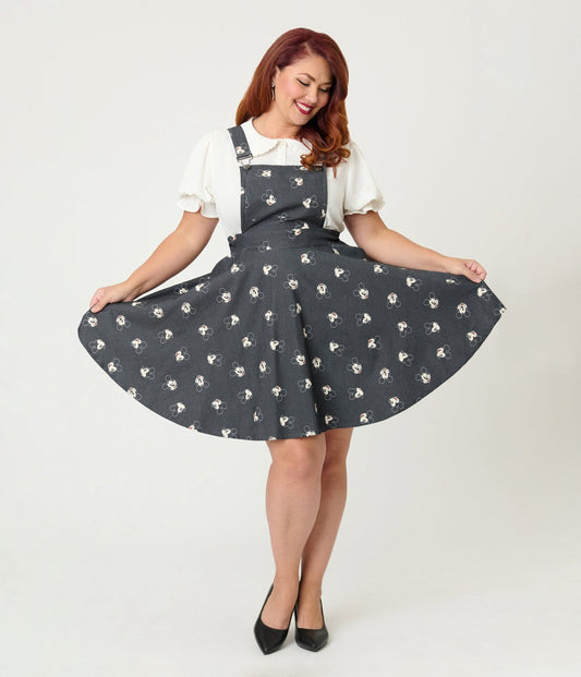 Disney Mickey & Friends Collection by Unique Vintage Plus Size Mickey Face Pinafore Skirt