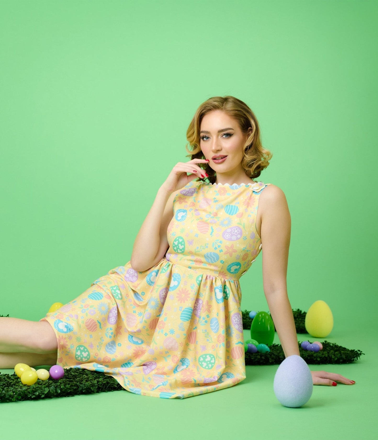 Disney Mickey & Friends Collection by Unique Vintage Yellow & Easter Egg Livvie Swing Dress