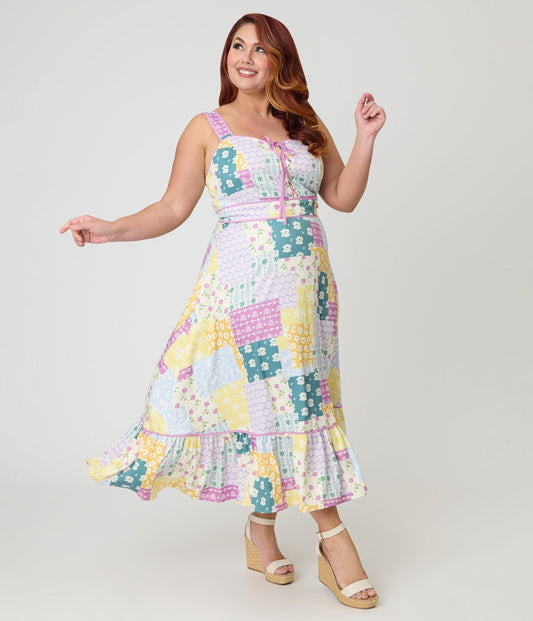Disney Princess Collection by Unique Vintage Plus Size Patchwork Corset Midi Dress