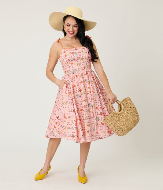 Disney Winnie the Pooh x Unique Vintage Pooh Farm Cotton Swing Dress