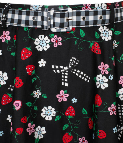 Hell Bunny Black Floral Isobel Swing Skirt
