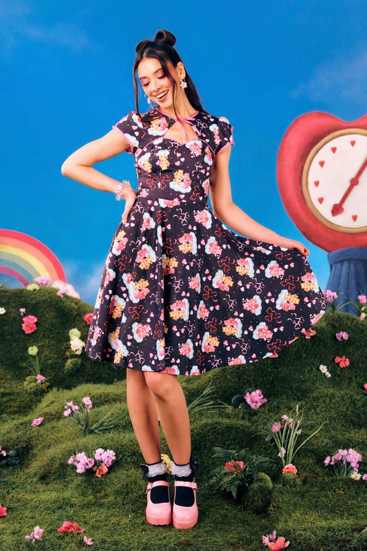 Hell Bunny Care Bears Tenderheart Cotton Flare Dress