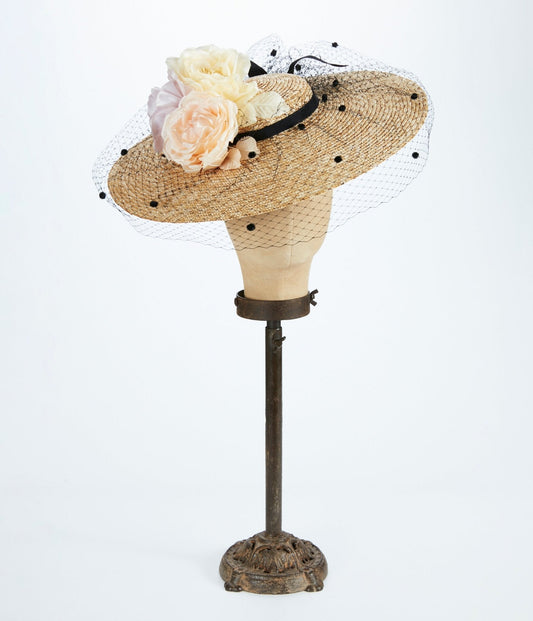 Kathy Jeanne Floral Straw Romantic Fascinator Hat