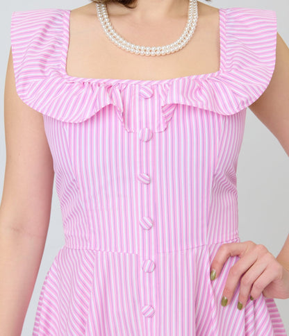 Magnolia Place Pink Stripe Barbara Swing Dress
