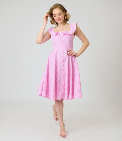 Magnolia Place Pink Stripe Barbara Swing Dress